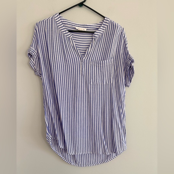 beachlunchlounge Tops - beachlunchlounge Blue and White Striped Blouse